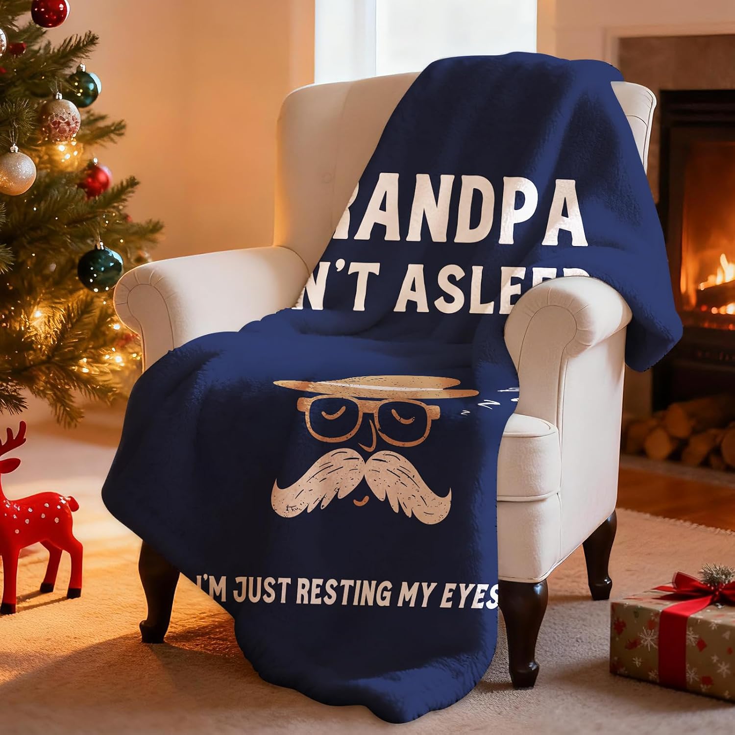 Grandpa Gifts, Grandpa Christmas Birthday Gifts from Grandkids, Grandpas Blanket, Gift for Grandpas, Grandparents Present from Grandchildren, Blue Flannel Throw Blanket 50" X 60" - Image 7