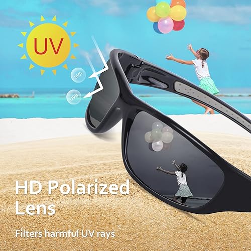 Vista 29 de Duduma Gafas de sol polarizadas deportivas para hombres y mujeres, para béisbol, ciclismo, golf, pesca, con bloqueo UV, Tr8116 negro