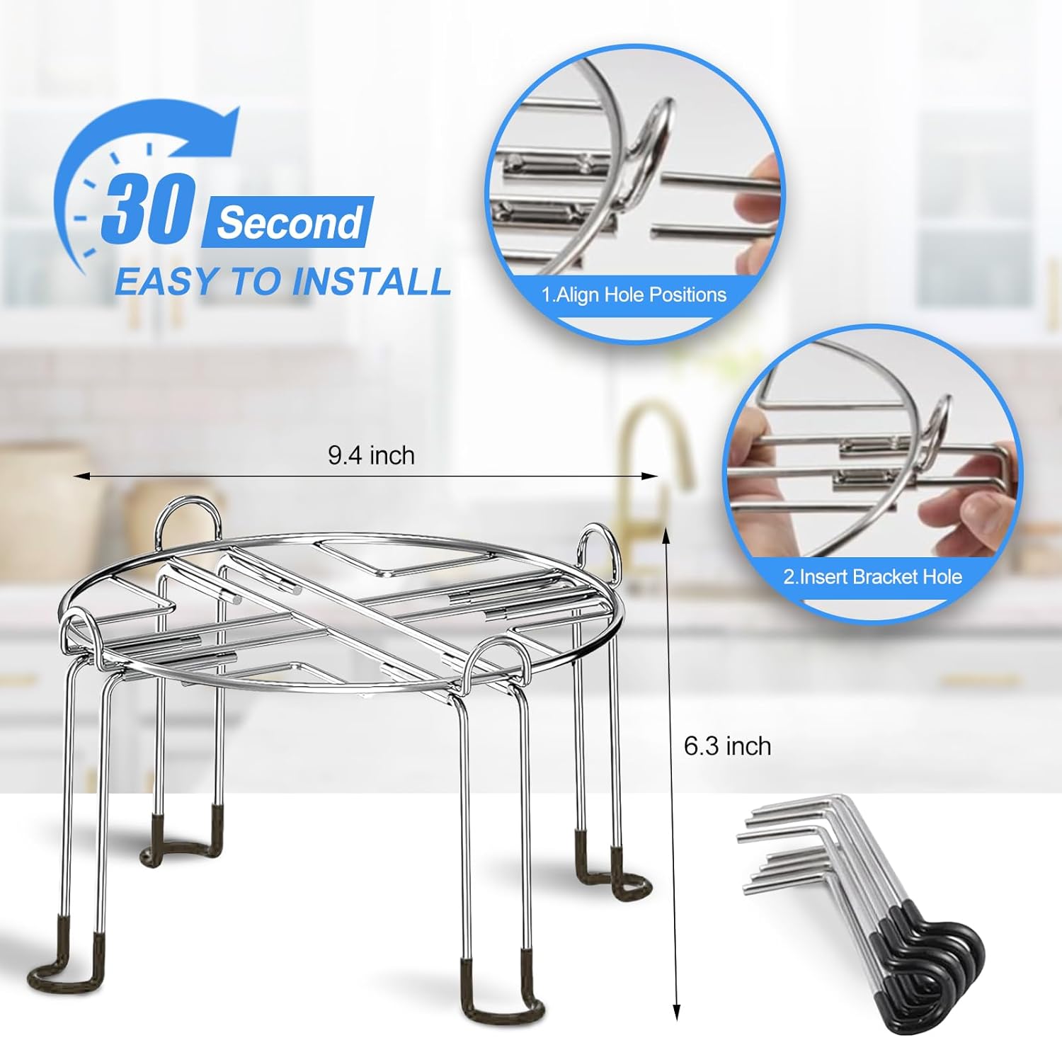 Countertop Water Filter Stand - Detachable Stainless Steel Stand Suitable for Most Brand Gravity Fed Water Filter System,9.4" Diameter by 6.3" Tall,Includes Gray Waterproof Pads and Storage Bags