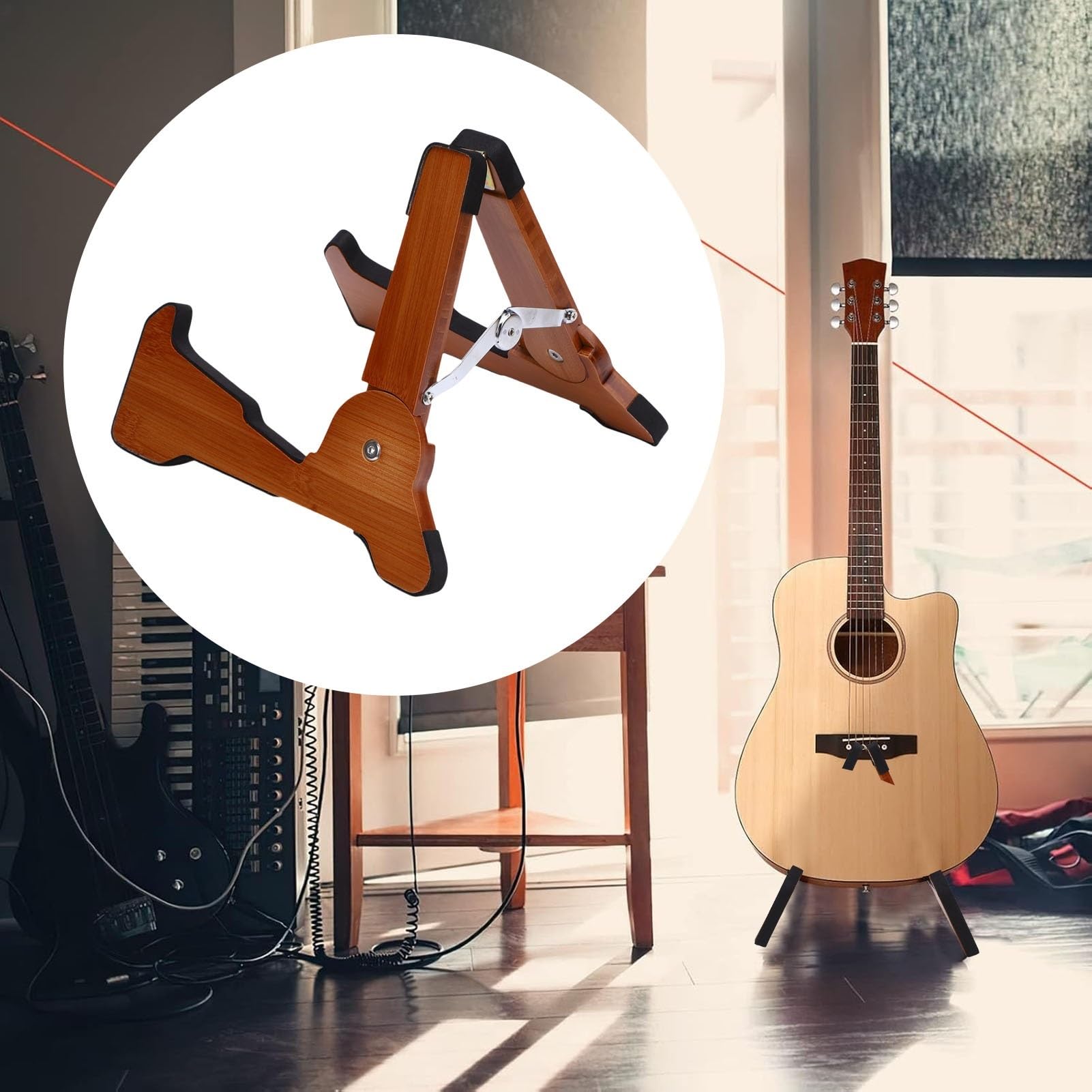 Soporte Guitarra de Madera Soporte de guitarra bambú macizo plegable universal