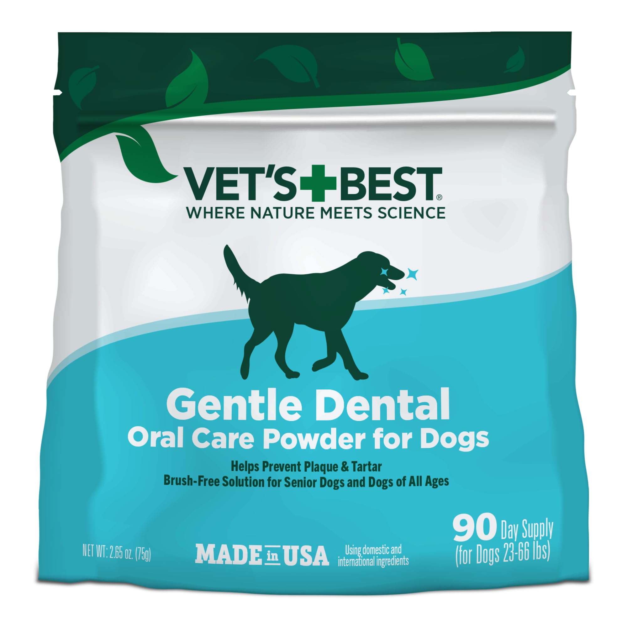 Vet’s Best Dog Teeth Cleaning Powder, Brush-Free Canine Teeth Cleaner  Breath Freshener, Plaque Remover for Teeth, Dog Dental Powder, 90 Day Supply