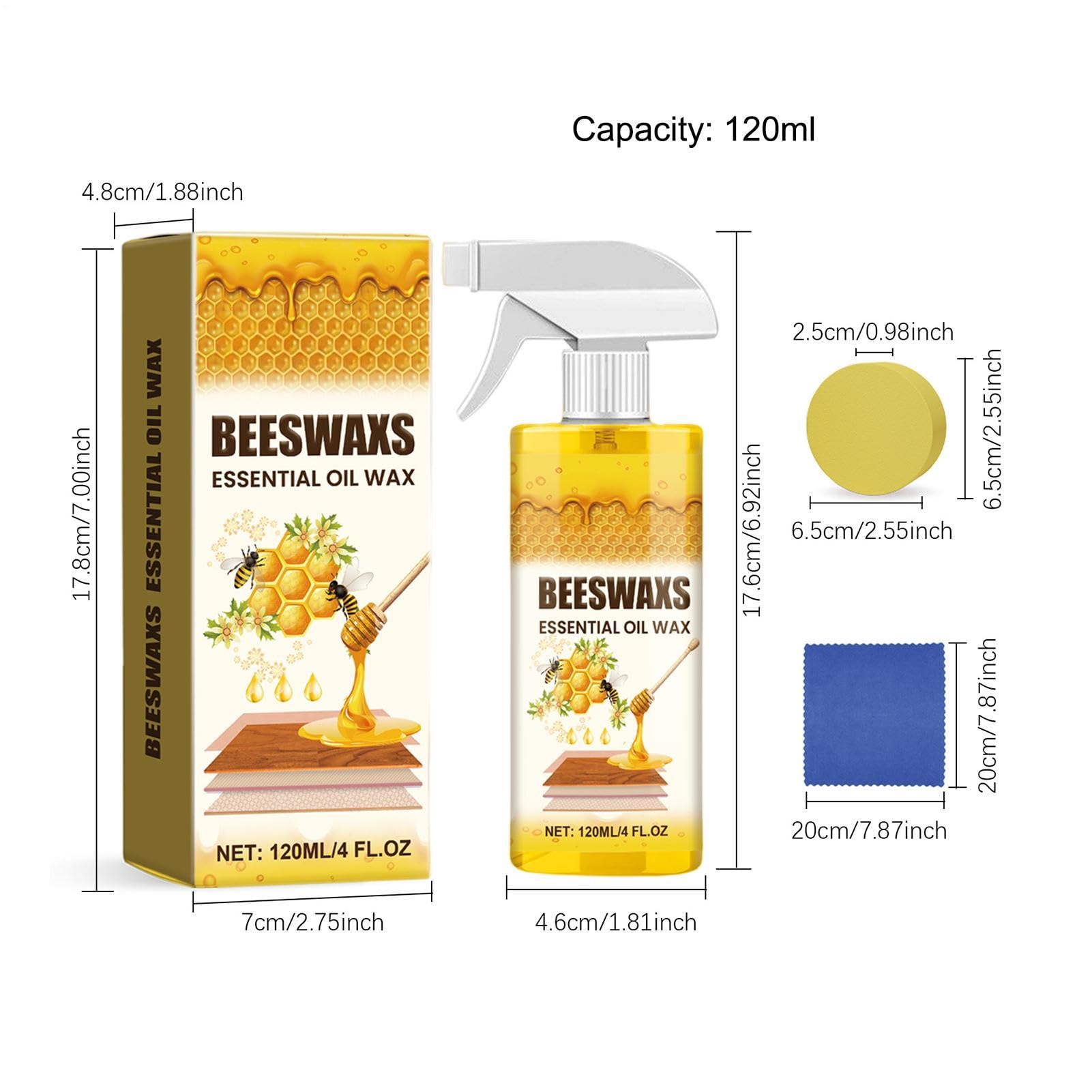 Wosk pszczeli spray do mebli, 120 ml, naturalny, wielofunkcyjny środek do pielęgnacji mebli z drewna, do podłóg, sypialni, salonu, jadalni, korytarza, domu, wnętrz, stołów, krzeseł, szafek