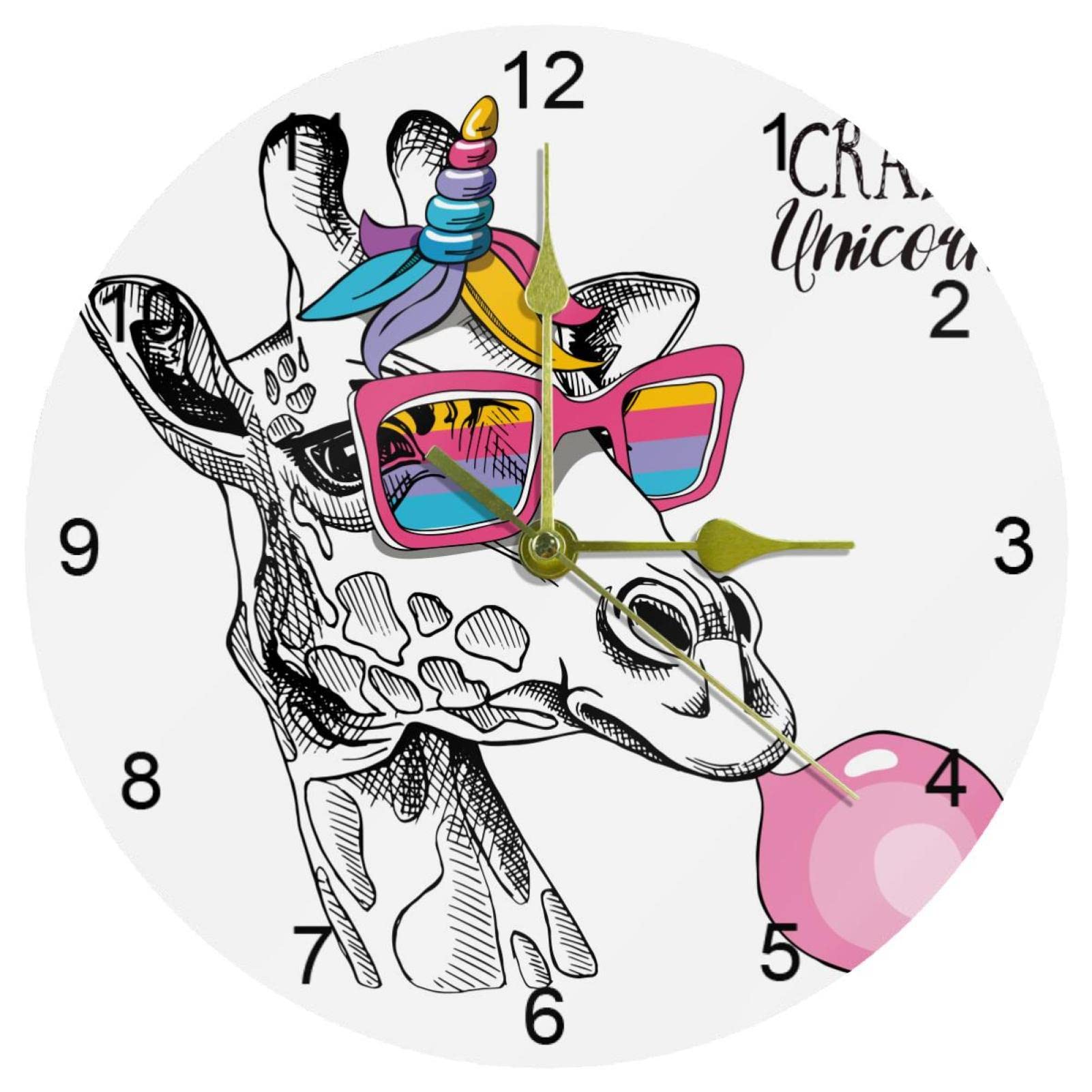 Horloge murale silencieuse girafe à grands chiffres pour résoudre les problèmes de lecture