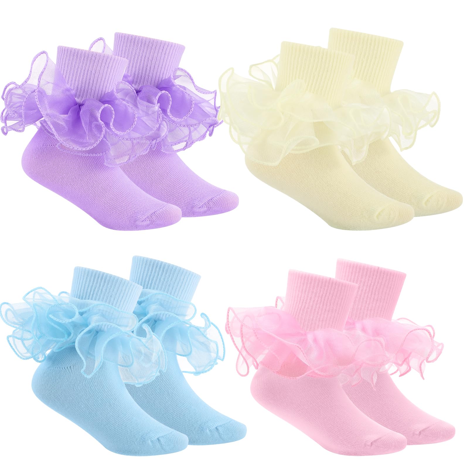 Jspupifip Girls Big Ruffle Socks Soft Cute Classic Toddler