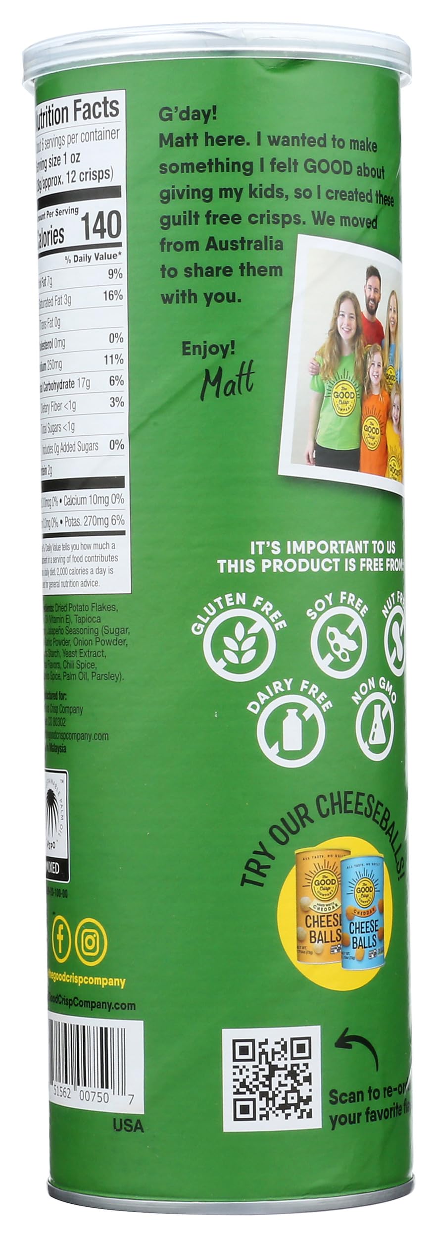 The Good Crisp Company, Potato Crisps Spicy Jalapeno, 5.6 Ounce thumbnail 2