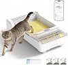 Fully Open Self Cleaning Cat Litter Tray Automatic Litter Box, Extra Large Space Electric Litter Tray with APP Control, Smart Robot Litter Box for Multiple Cats, Anti-Pinch, Odour Control