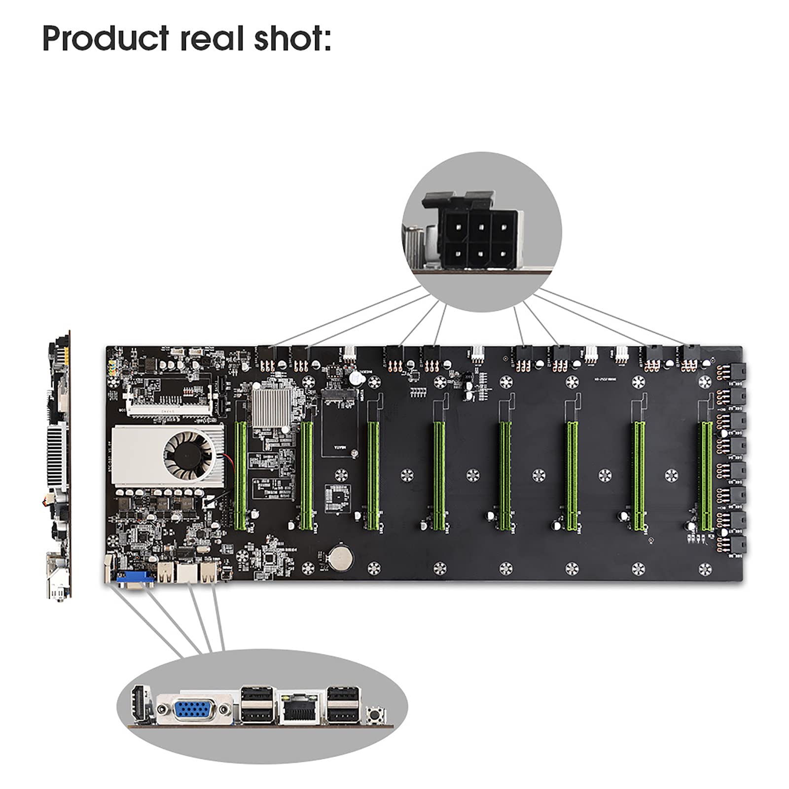 Amazon | BTC-D37マイニングマザーボード、マイニングマシンマザーボードCPUキット、8  GPUスロット、DDR3メモリ、統合VGAインターフェイス | Eozbrr | マザーボード 通販
