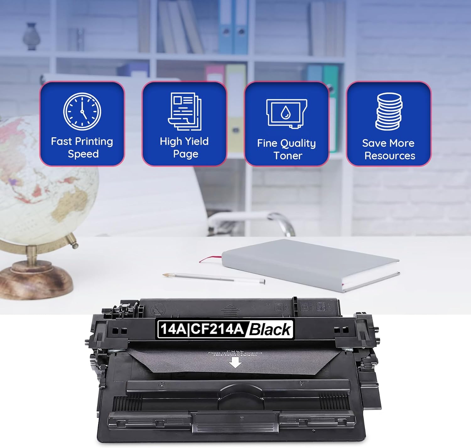 CF214A 14A Black Toner Cartridge High Yield 2-Pack (with CHIP) Replacement for HP 14A Toner for Laser Enterprise M712 Series, MFP M725 Series Printer