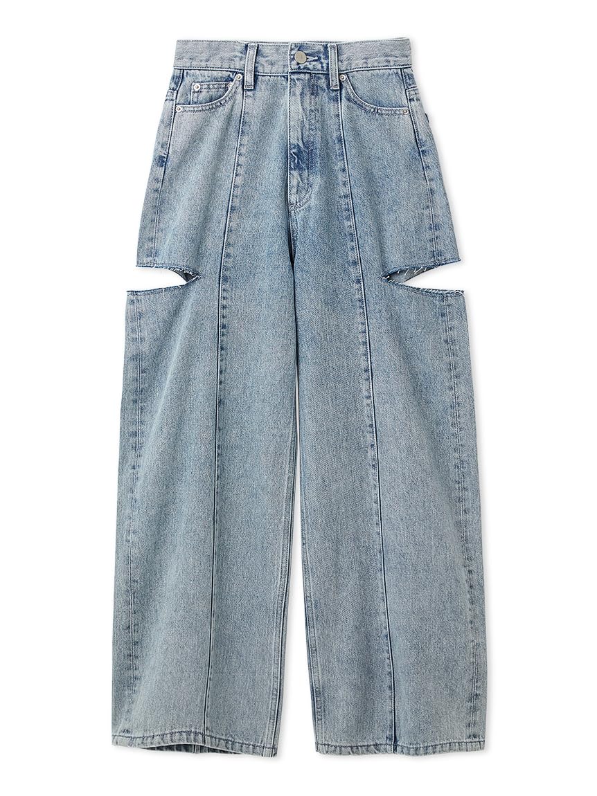 Amazon | [フレイ アイディー] カットアウトバレルデニムパンツ