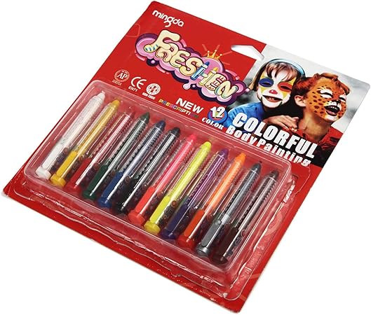 Amazon Worldcosmetics365 フェイスペイント 12色 ペンセット ボディペイント 肌に優しい ペンタイプ クレヨン ハロウィン コスプレ パーティグッズ 並行輸入品 クレヨン 文房具 オフィス用品