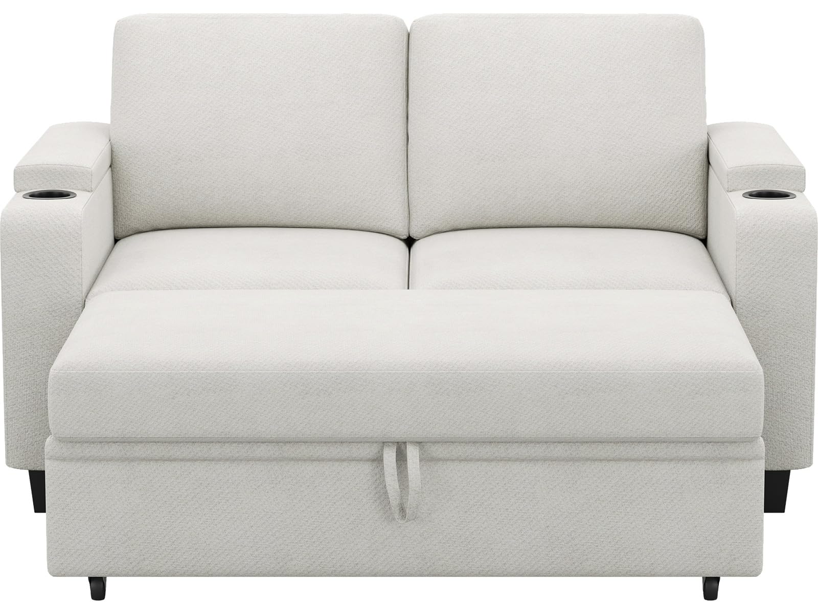 Belffin Chenille Sectional Sleeper Sofa with Pull Out Bed. Modular Sectional Loveseat Sofa Bed for Living Room.Beige.