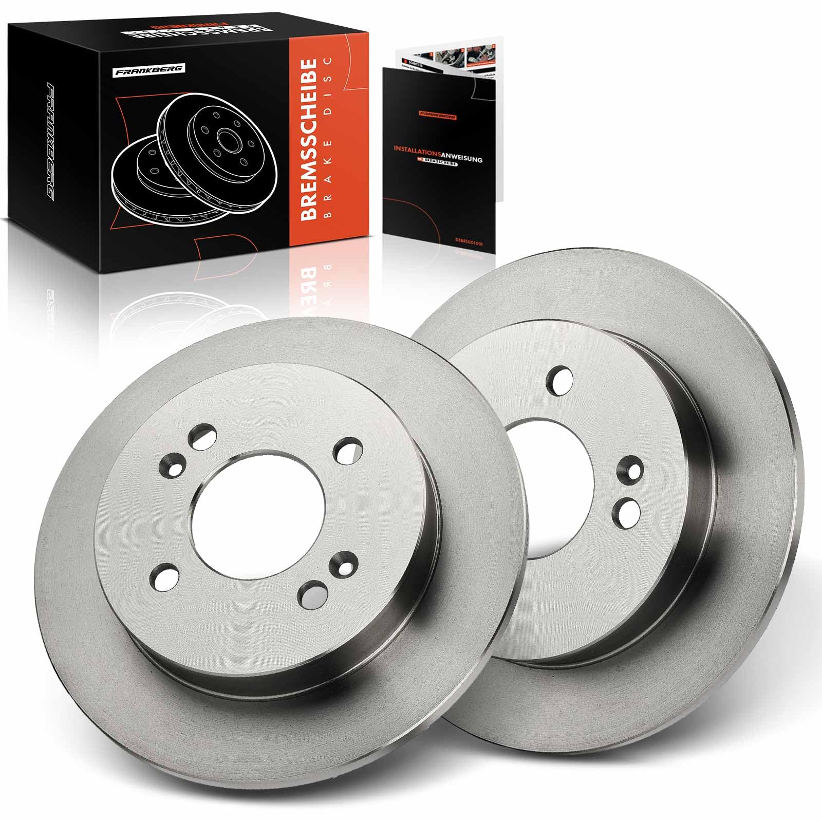 Frankberg Lot De 2 Disques De Frein 4 Plaquettes De Frein Avec Lubrifiant Pour Essieu Avant - Compatible Avec Les Fourgons Rapid F40 G40 1985-1988 Super 5 B/C40 1985-1990 - Remplace 7701204285