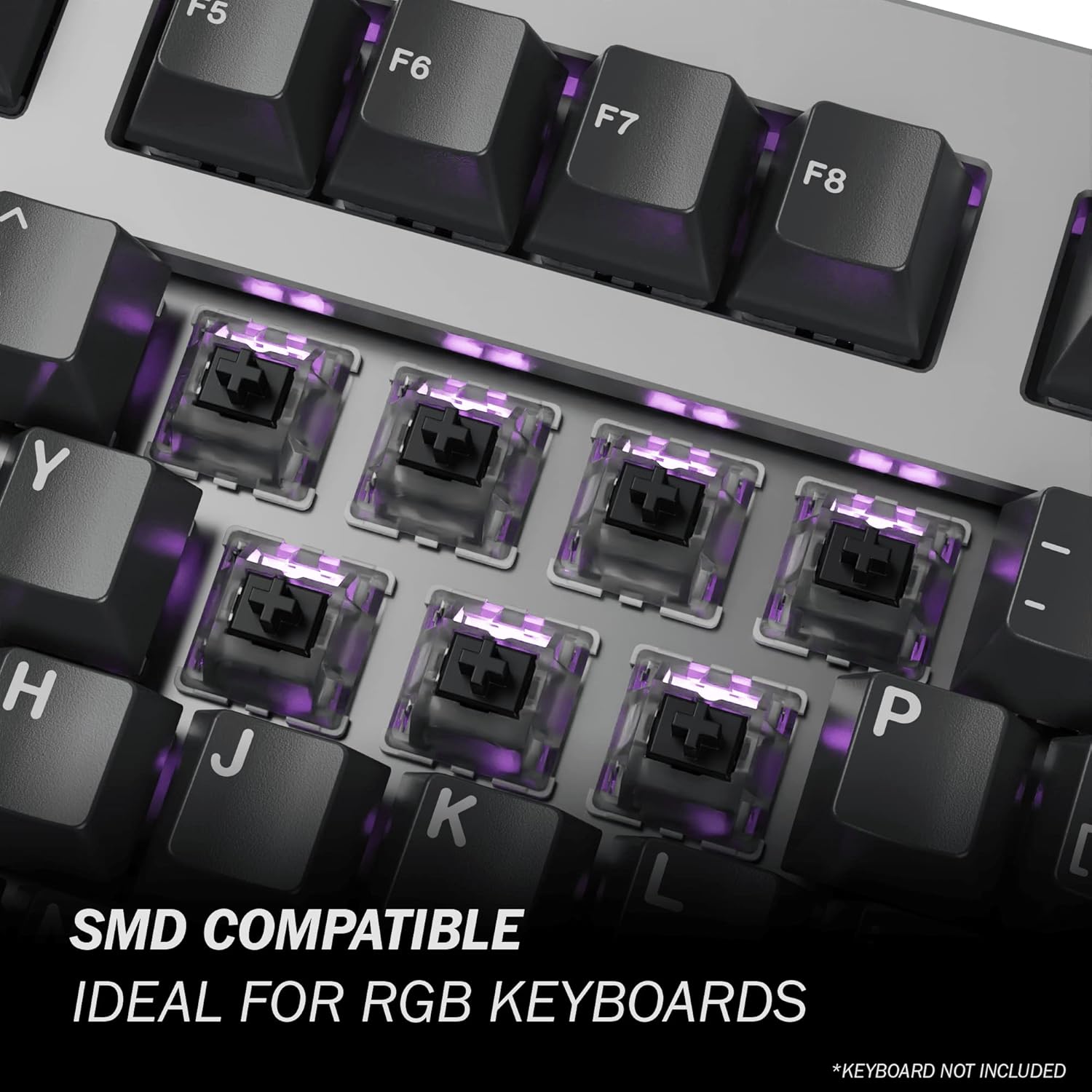 Gateron KS-9 RGB Mechanical MX Type Key Switch - Clear top (65 Pcs, Black)