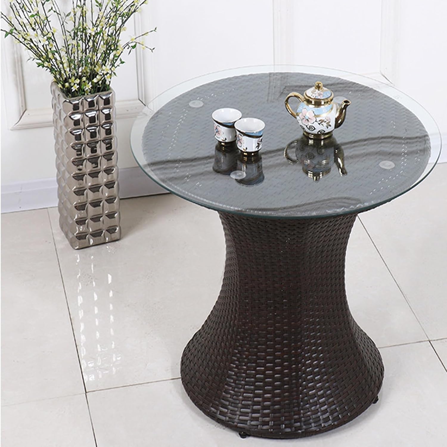 Round Glass Table Top 6mm Thick Flat Polish Edge Tempered Strong Load-Bearing Capacity Multipurpose for Outdoor Furniture Replacement Parts(68CM(27IN))