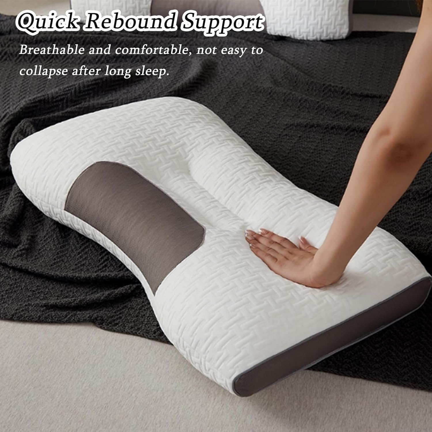 Super Soft Knitted Fabric Cervical Pillow, Ergonomic Contoured Design for Comfort Support & Pressure Relief (Ideal for Side, Back & Stomach Sleepers)