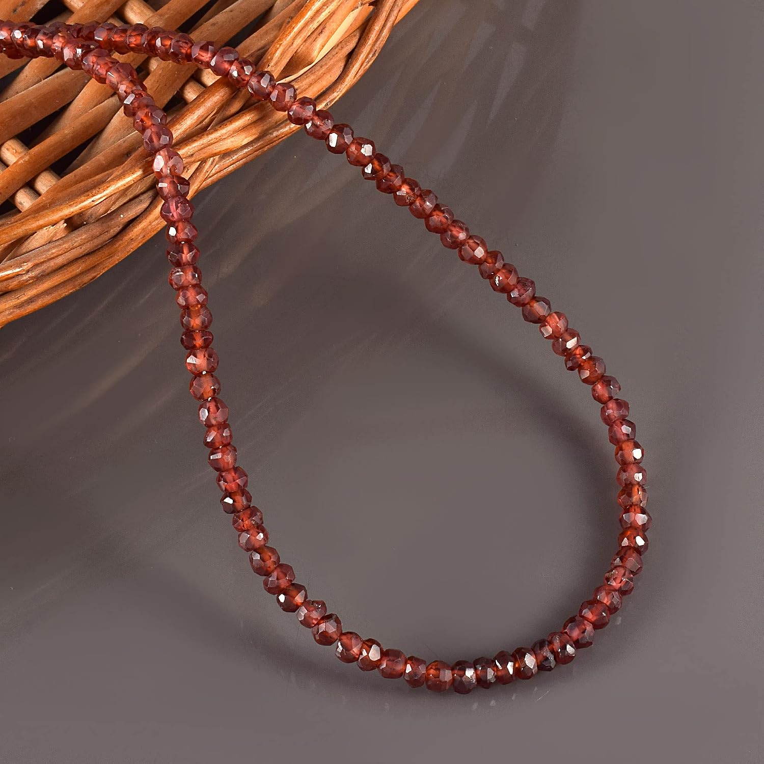 Natural Gemstone Beaded Choker Necklace for Women - Birthstone, 4mm Faceted Rondelle Beads with Adjustable 18+2 Inch Silver Plated Chain