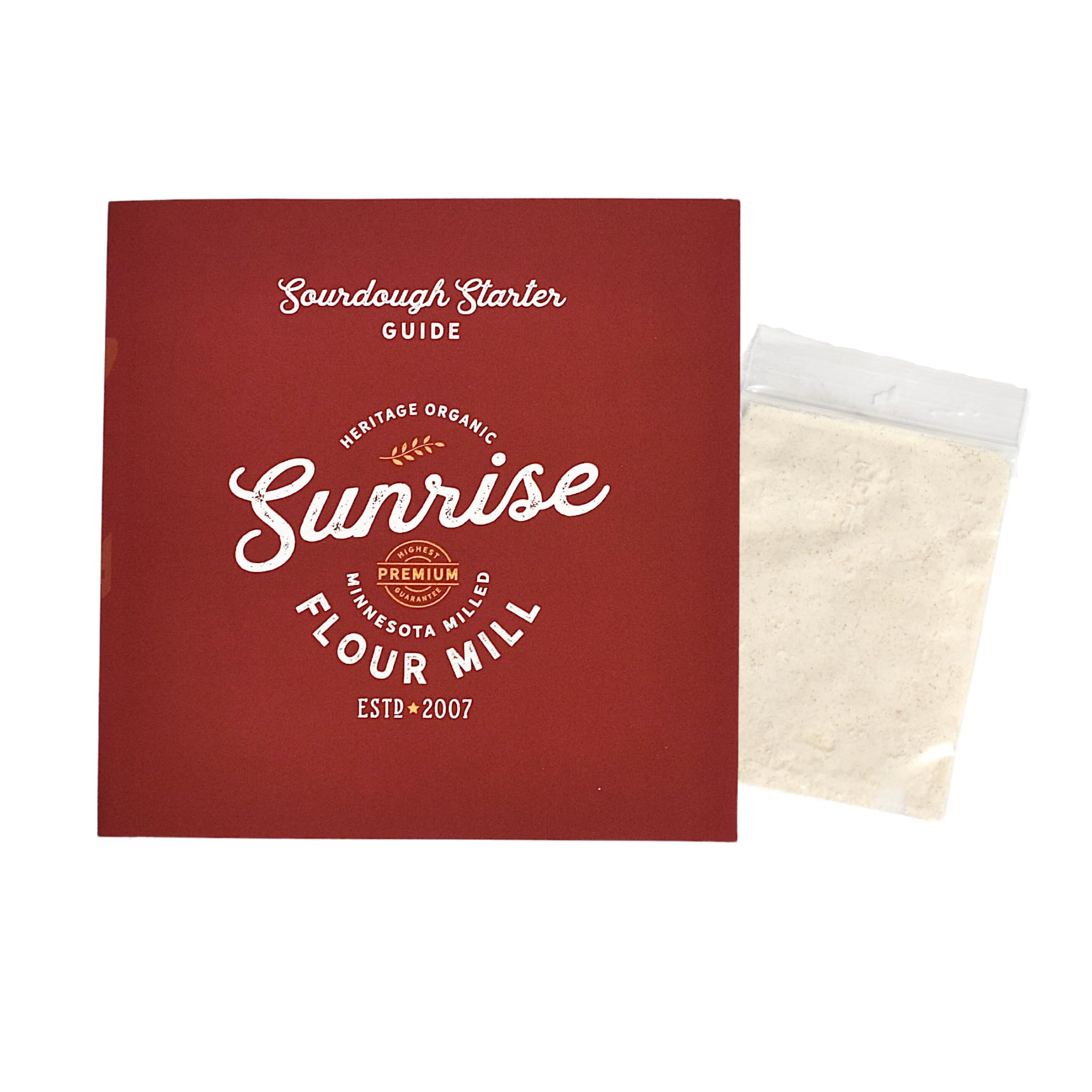 Sunrise Flour Mill Heritage Organic Sourdough Starter 0.32 oz, Organic Sour Dough Bread Starter, Great for Gluten Sensitive People, Beginner Friendly, Includes a Free Guide and Recipes.