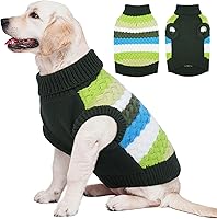 Vista 21 de Kuoser Suéter para perro, suéteres grandes para perros, cuello de tortuga para perrito, traje de Navidad y Acción de Gracias, chaleco de invierno