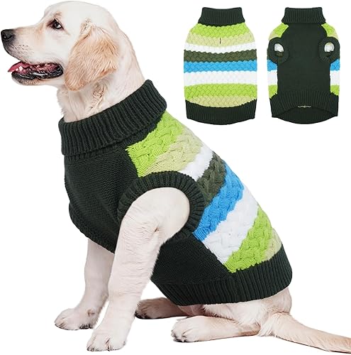 Miniatura 21 de Kuoser Suéter para perro, suéteres de Navidad para perros extra pequeños, suéter suave y cálido para perros, chaleco de punto trenzado colorido