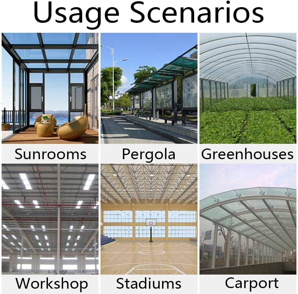 Polycarbonate Greenhouse Sheets, 0.8MM Roofing Panel, Protective for Outdoor Glazing, Easy to Bend and Cut, Replacement Shed Panels