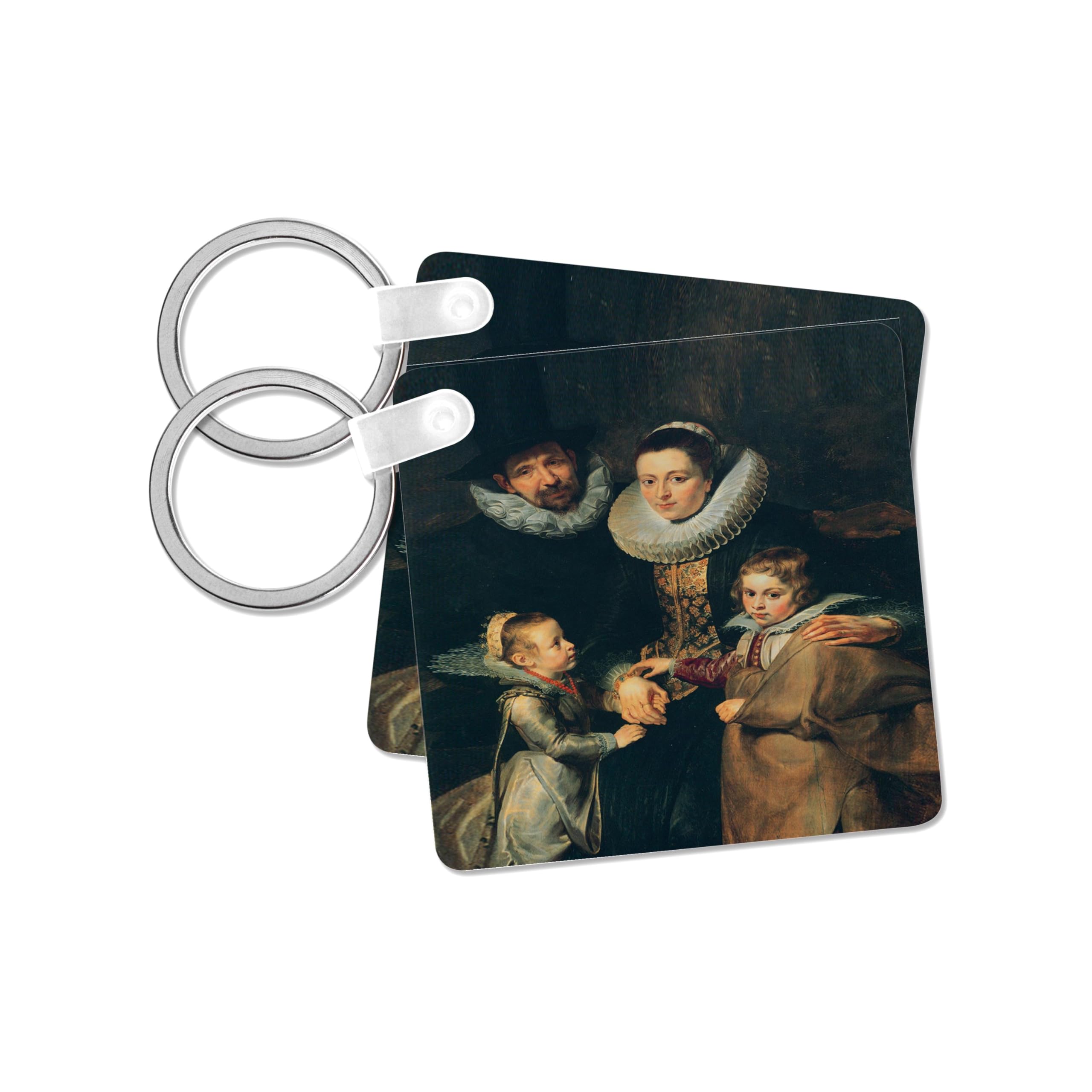 3dRose, The Family of Jan Bruegel the Elder, c. 1613 by Sir Peter Paul Rubens, set of 2 Key Chains