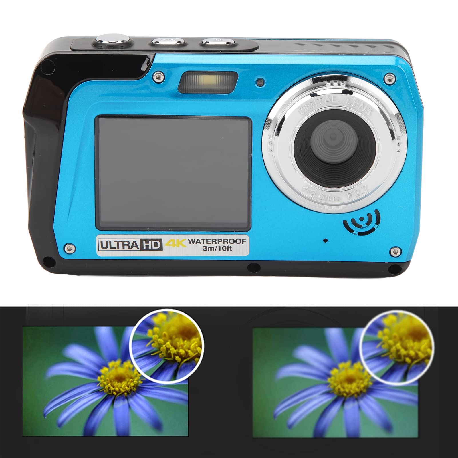 Yixinxin 4K Unterwasserkamera - 64MP Wasserdicht Bis 33FT