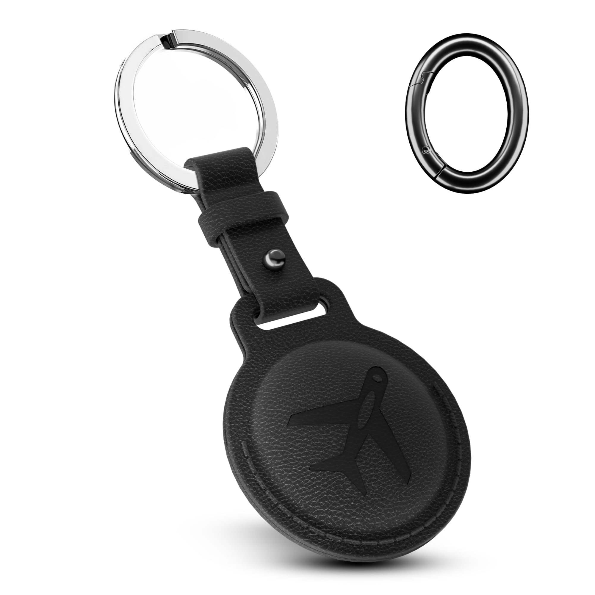 YISH Airtag brelok do kluczy ze skóry PU: Brelok do kluczy i etui na karty Airtag, elegancki i praktyczny design, czarny