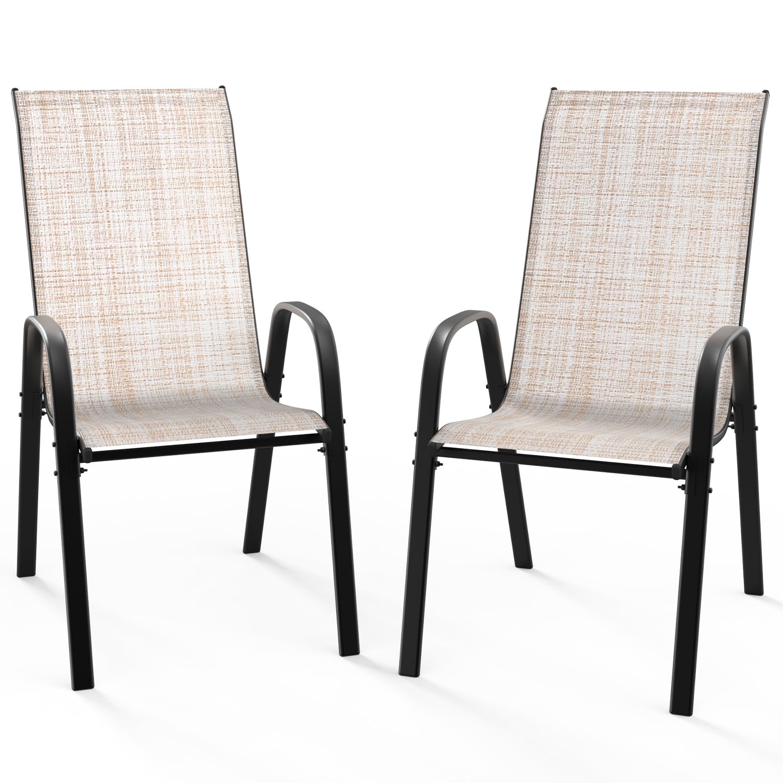 Bonnlo Garden Chairs Set of 2, Stackable Patio Dining Chairs