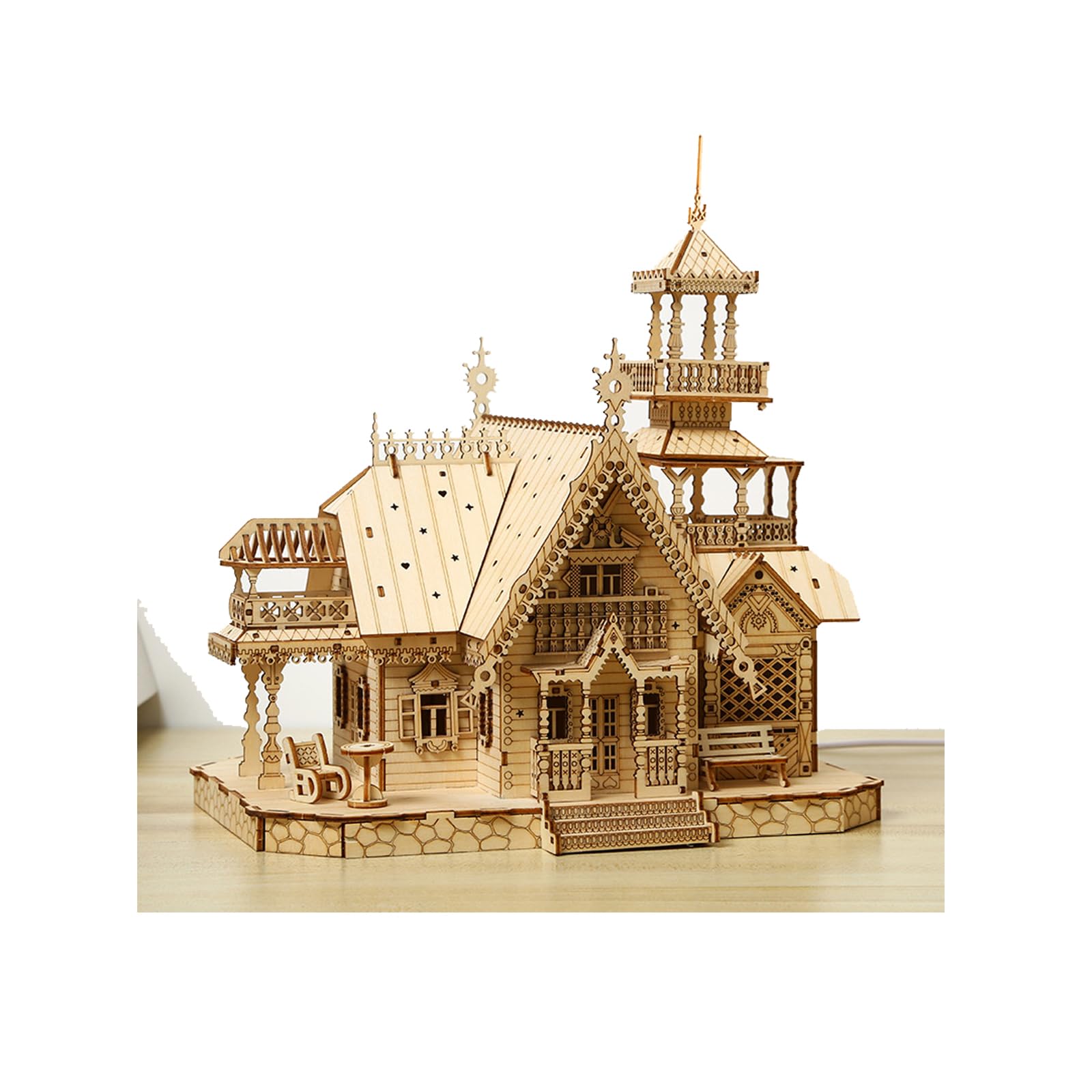 Puzzle 3D in legno con luce per adulti, kit di costruzione 3D, puzzle in legno 3D, fai da te, decorazione per la casa, giocattolo per adulti e bambini