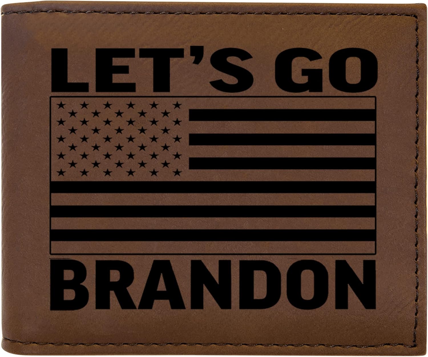 Rogue River Tactical USA American Flag Anti Biden Lets Go Brandon Men's Leather Bifold Wallet RFID Gift For Him Dad Father United States Billfold Conservative Republican