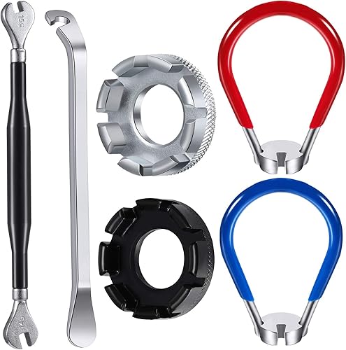 5 piezas de llave de radios de bicicleta herramienta de radios para bicicleta con palanca de neumático de 1 pieza Kit correcto de llanta de