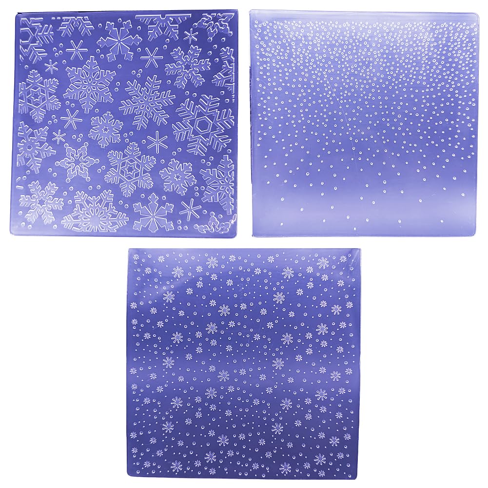 Dossier de gaufrage flocons de neige de Noël en plastique 15x15 cm pour scrapbooking Lot de 3