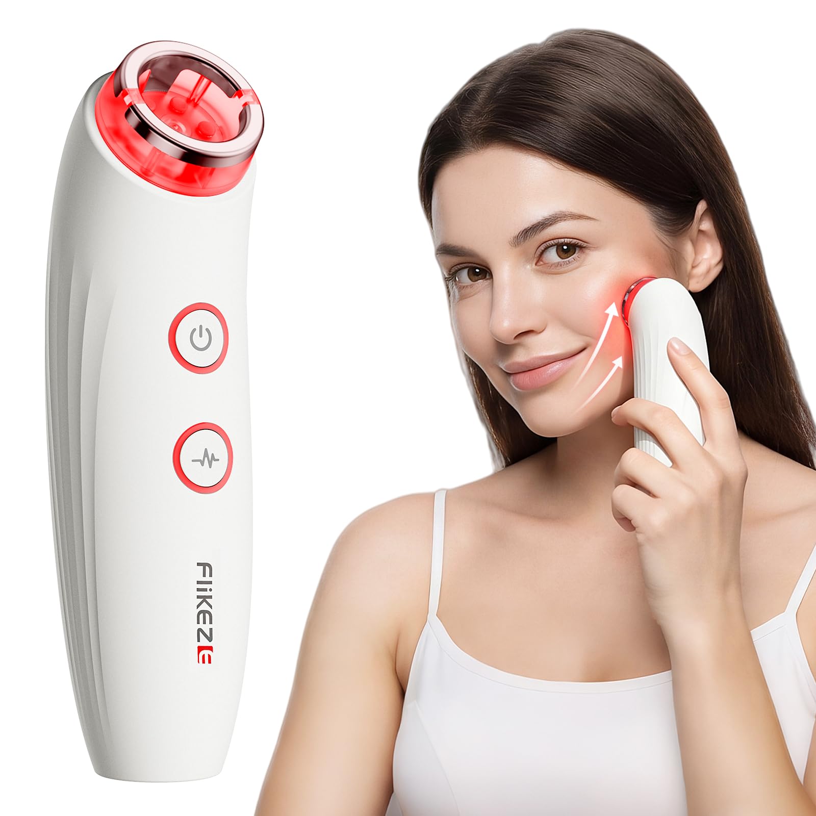 FliKEZE Masseur Visage avec Lumière Rouge et Vide pour Visage et Cou | Appareil beauté 3 en 1 avec 3 modes LED, 3 niveaux d’intensité et soin quotidien du visage et du cou