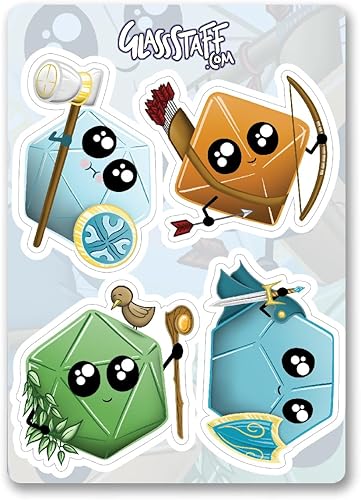 Miniatura 2 de Glassstaff Kawaii Dice DND - Paquete de 1 calcomanías divertidas de Calabozos y Dragones, calcomanías estéticas kawaii, calcomanías geniales para