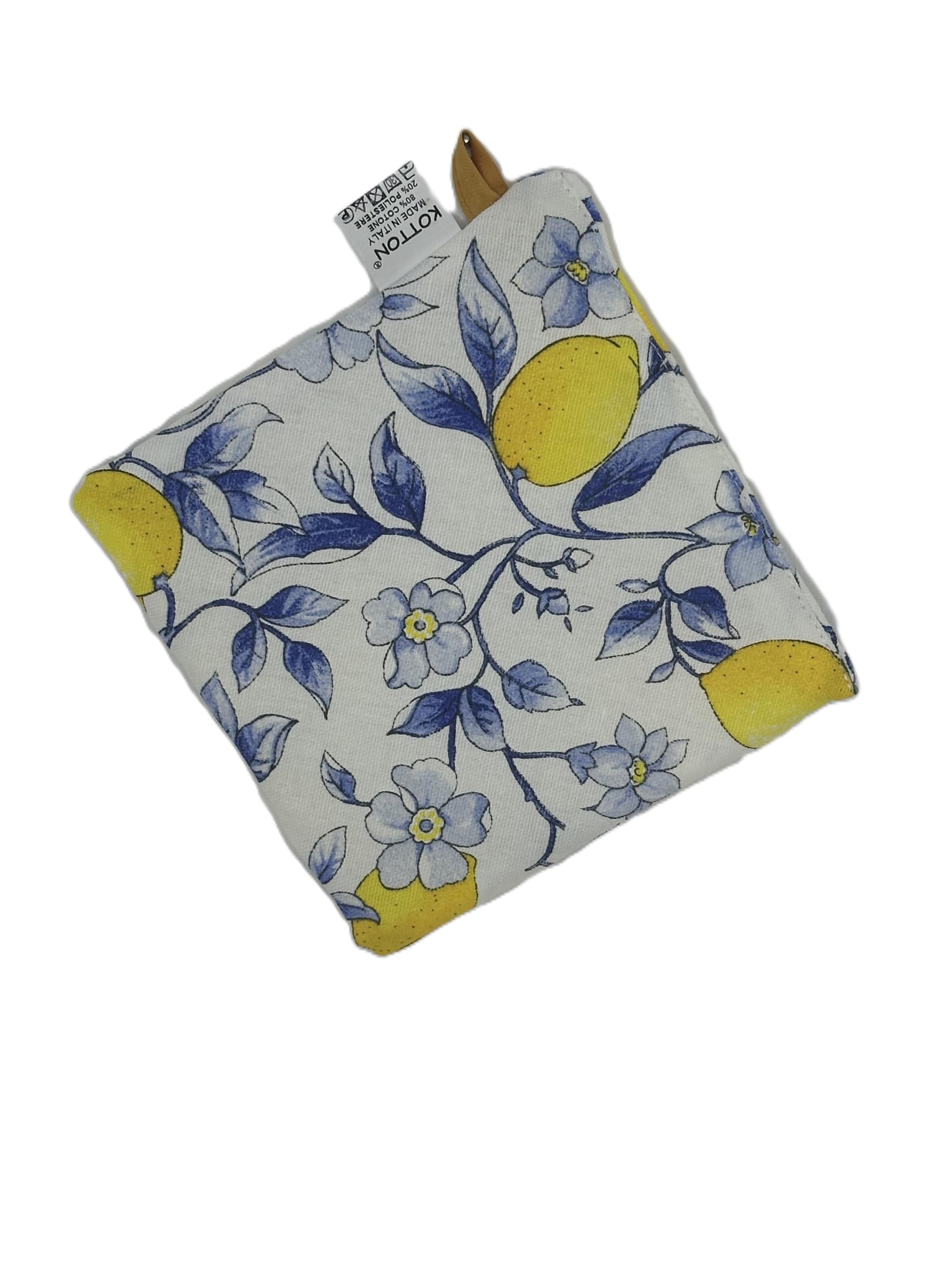 Generico Set Cucina Artigianale in Cotone con Motivo Limoni – Grembiule e Accessori Tavola Coordinati, Stile– Coordinato Tessile Casa Fatto a Mano, Idea Regalo (Set 2 Varianti)