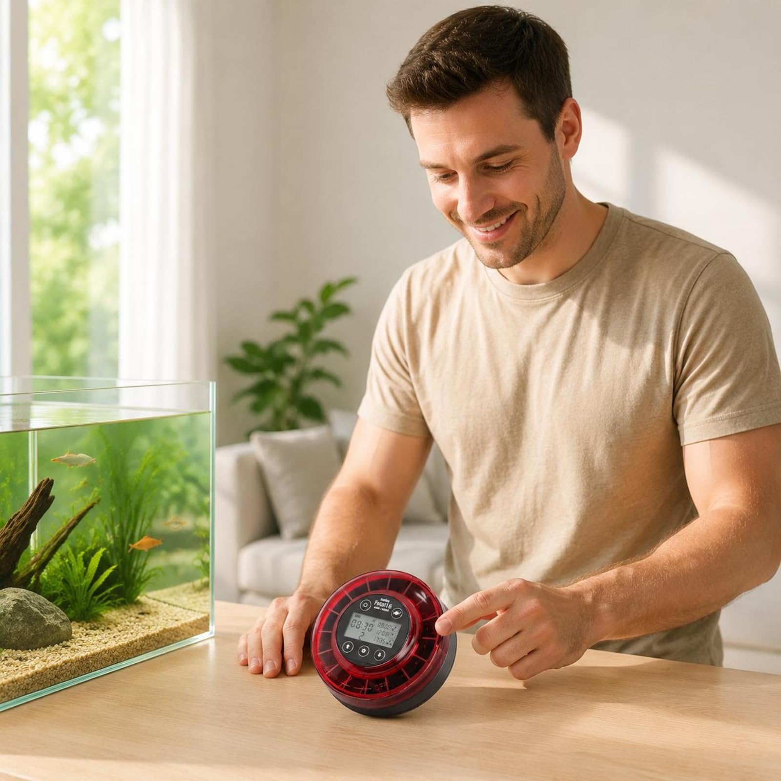 Aquatic Timer Dispenser Mangime Acquario Automatico Distributore Cibo Pesci Tartarughe Digitale Programmabile Porzioni Regolabili Uscita, Modello A Batteria - Nero