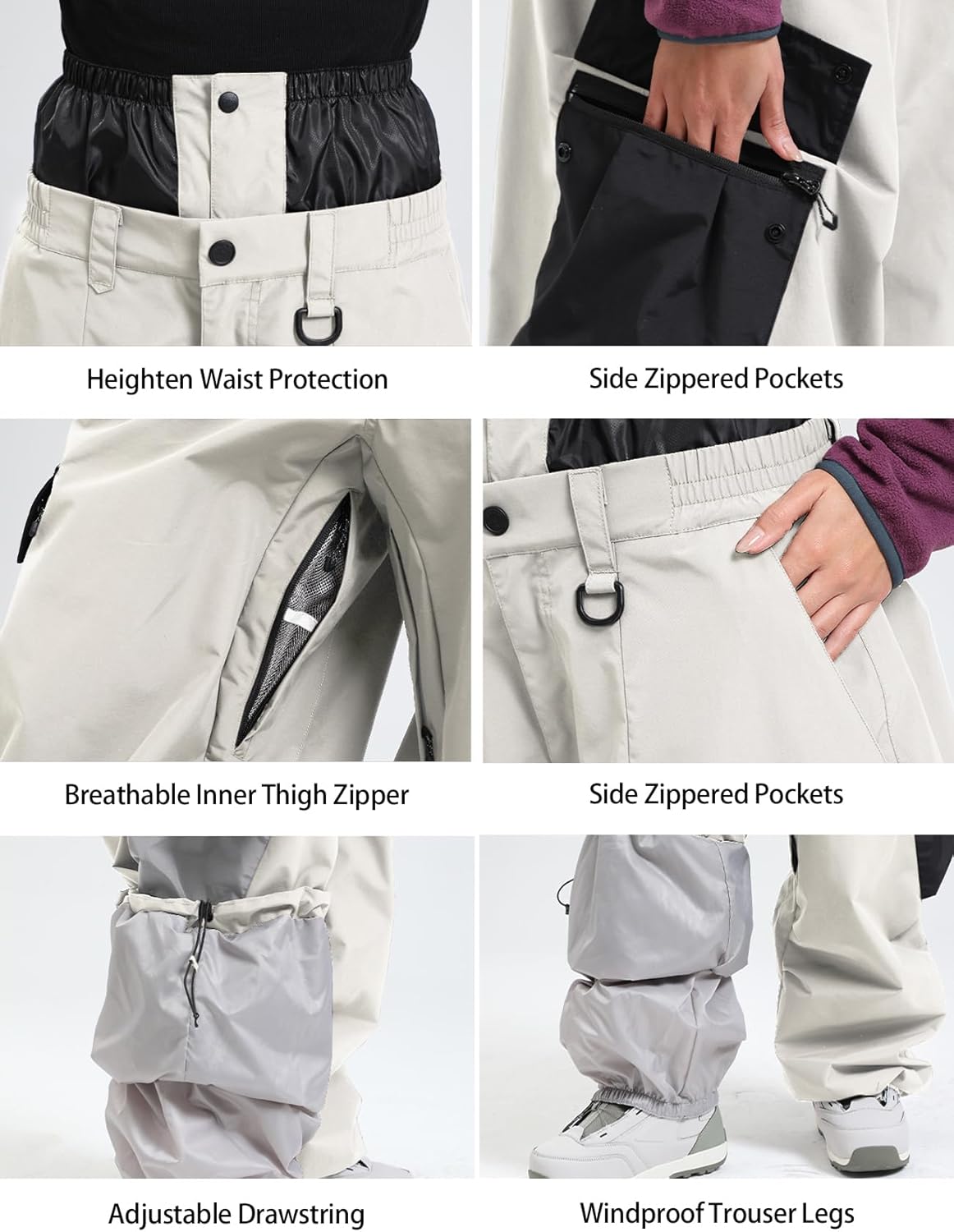 GSOU SNOW Womens Mens Baggy Snow Pants Cargo Snowboard Pants Ski Super Loose Sport Outdoor Insulation Waterproof - Image 5