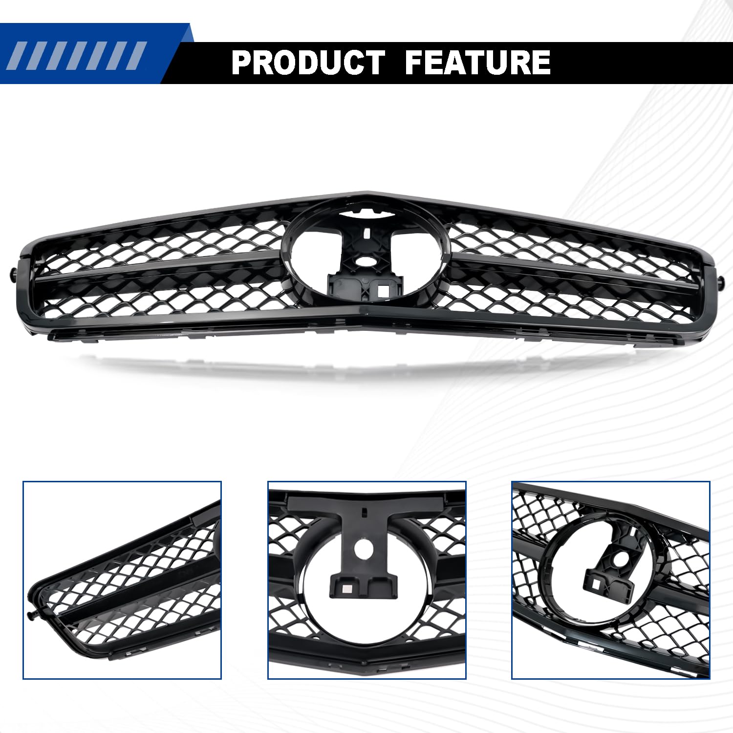 C300 Grill Front Grille For Mercedes Benz W204 C Class C250 C300 C350 C200 2008-2014, NOT Fit For C63 AMG Style Chrome Black Sport Style