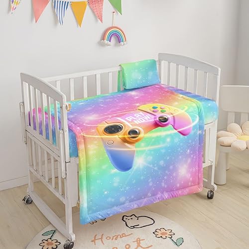 Miniatura 7 de Datura home Juego de ropa de cama para cuna, 3 piezas de ropa de cama para cuna con edredón, sábana de cuna y falda de cuna, ropa de cama de