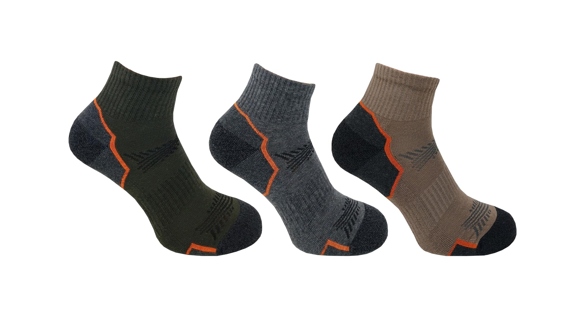 Bramble Men's Grey - Low-Cut Socks | 3 Pairs | U.k. Size 6-11 | Khaki, And Natural Socks, Cotton Rich, Active, Outdoor Comfort Hiking, Outdoor Activity Socks