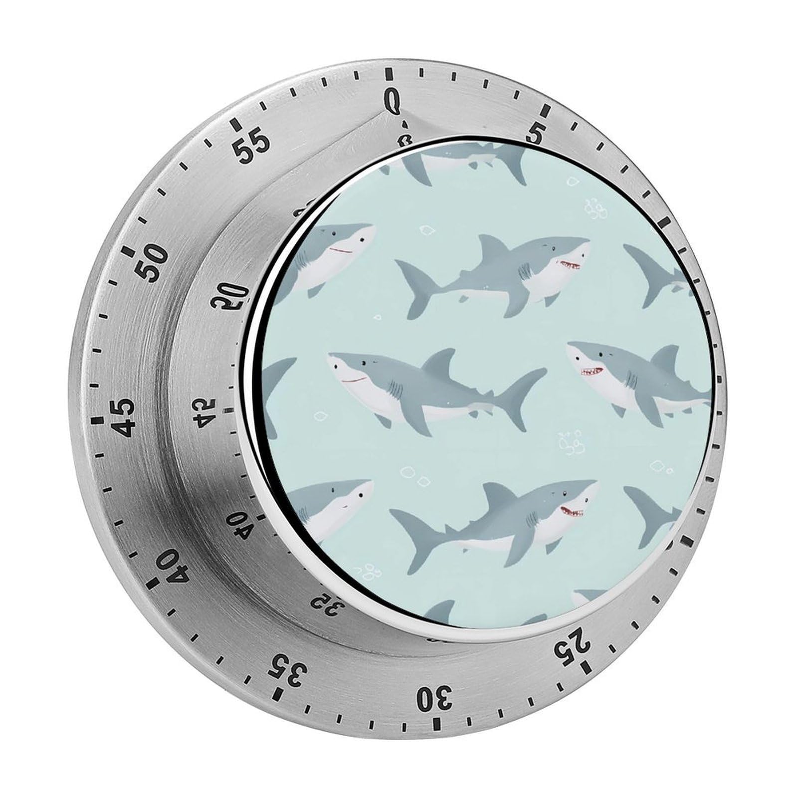 Sharks Swimming Mechanical Timer with Alarm for Kitchen Cooking Productivity Stainless Steel Timers