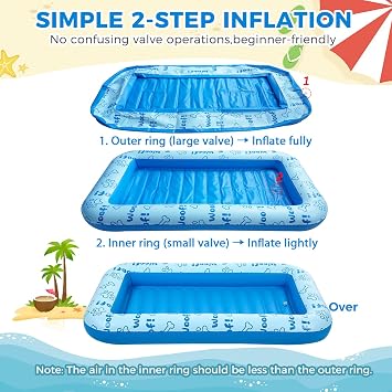 BINGPET Dog Pool Float, Inflatable Floating Raft, Heavy Duty Pet Water Float Bed for Small Medium Large and Extra Large Dogs, Sturdy Comfortable Summer Dog Floatie for Swimming Pool Lake River Beach