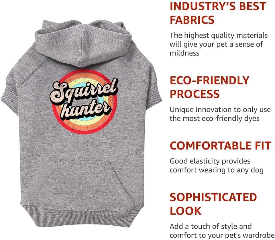 Squirrel Hunter Dog Hoodie with Pocket - Pet Gifts - Pet Accessories - Black, S