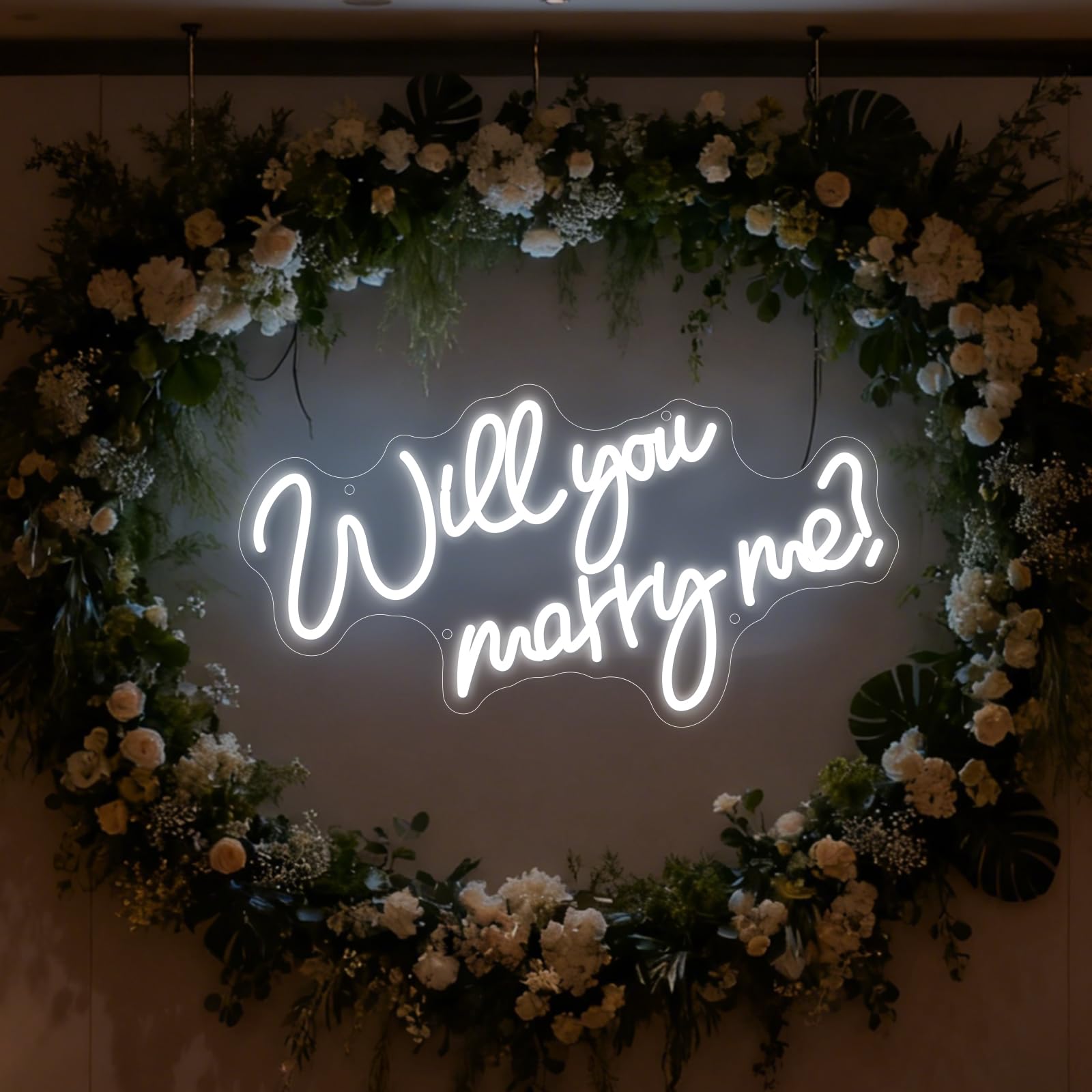 Will You Marry Me Neon Signs for Wall Decor Warm White LED Light Sign for for Room Decor USB Powered Light Up Sign for Birthday Party Wedding Engagement Valentine Decoration 16.53”X9.05”