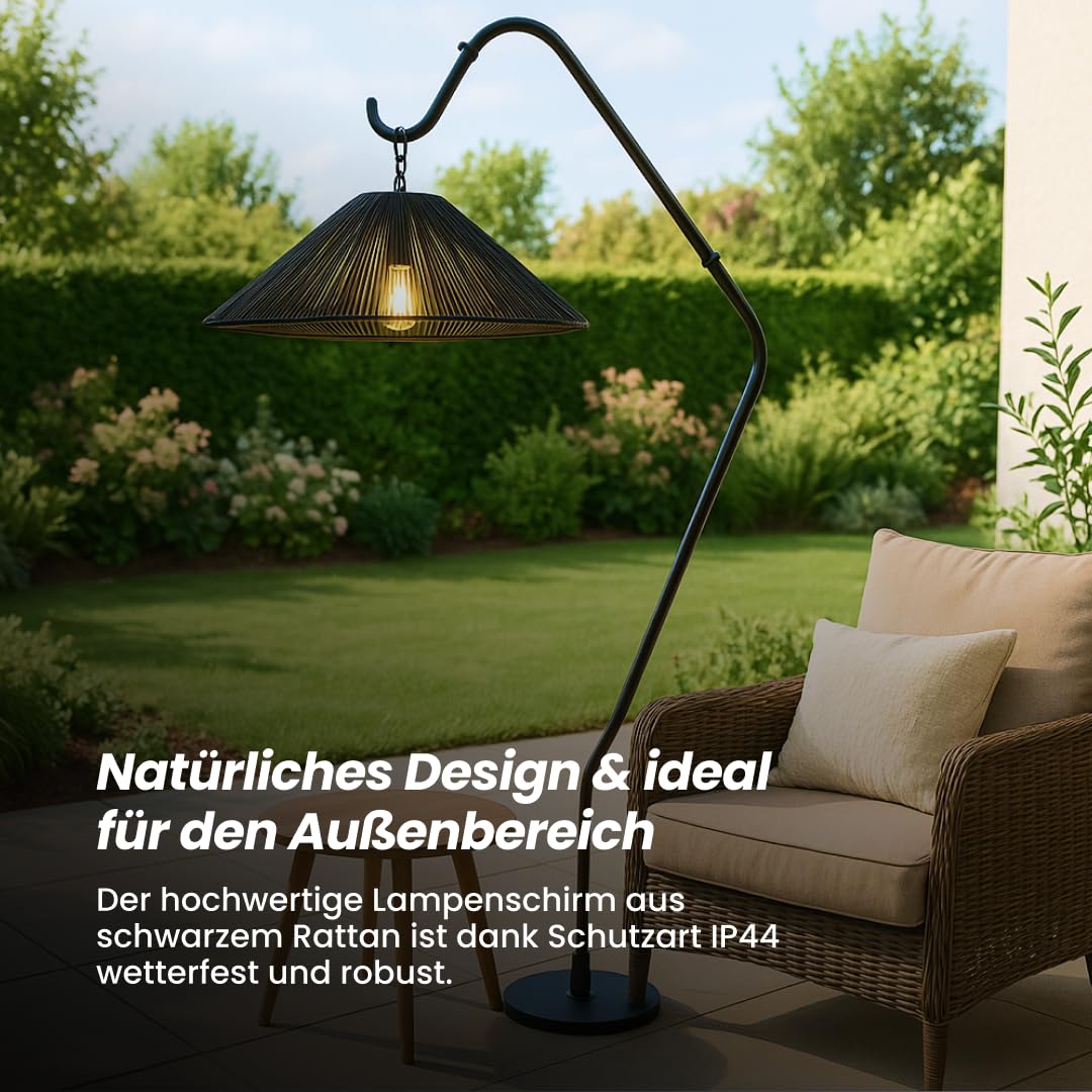Star Trading Rattan Lampenschirm Outdoor E27 Schwarz – 58 cm
