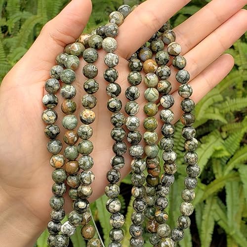 Miniatura 5 de Adabele - Cuentas redondas sueltas de piedra curativa de riolita verde natural de 0.31 pulgadas (44-47 piezas) para hacer joyas y manualidades GF4-8