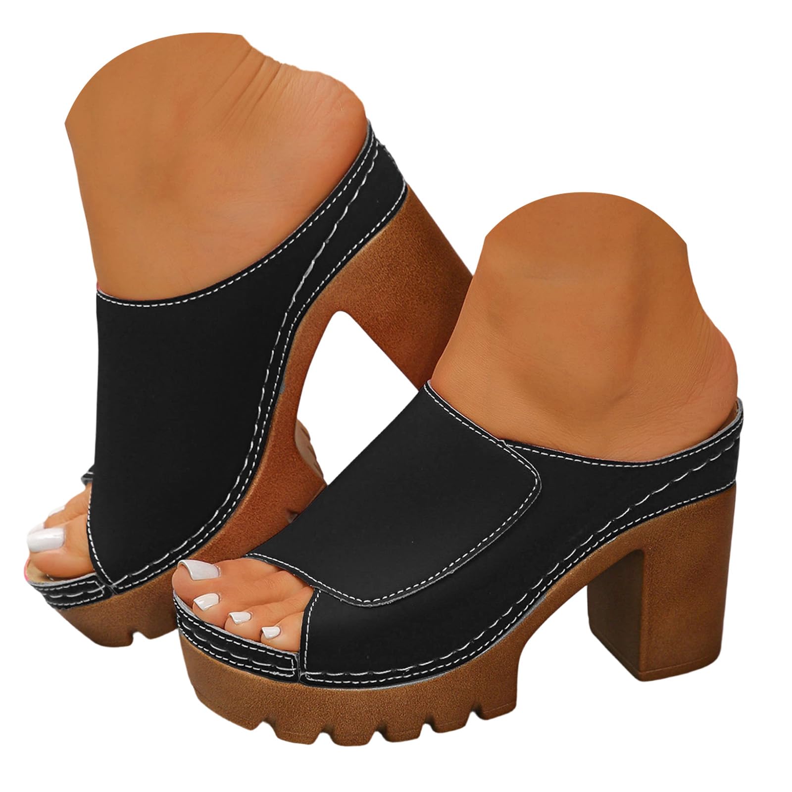 Womens Wedge Sandals 2026 Summer Fashion Closed Toe Comfortable Sandals Womens Breathable Slip On Beach Boho Block Heel Slippers — view 9