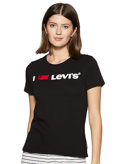 Levis t shirts women's black Clearance