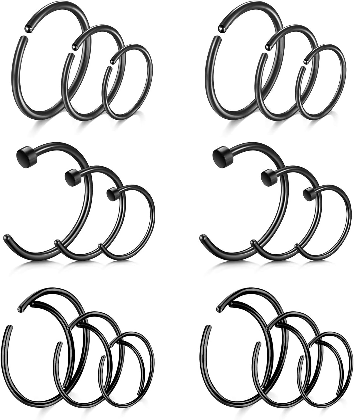 Nose Rings Hoops Surgical Steel 18g 20g Gauge 6mm 8mm 10mm 12mm Earrings Piercing Hoops Jewelry for Men Women