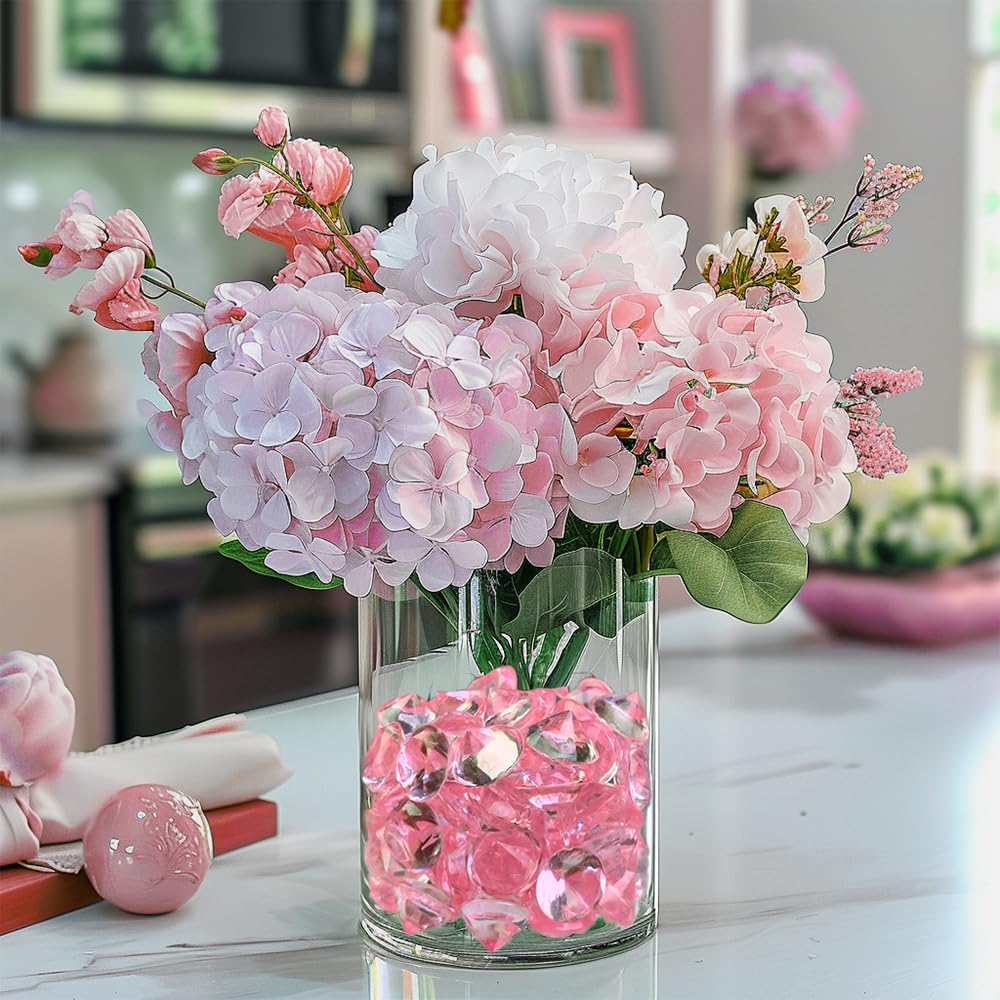 HappyFiller 250 PCS Pink Acrylic Crystals Gems 20 mm Fake Diamonds Valentine Day,Party Favors Confetti Wedding Reception Decorations Table Scatter Poppers,Arts Crafts,Vase Fillers - Image 5